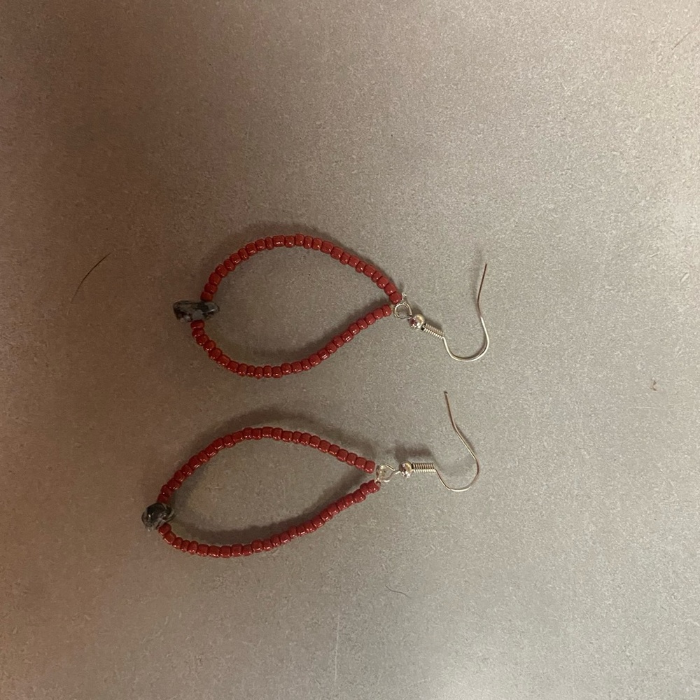 Elegant Red Beaded Earrings